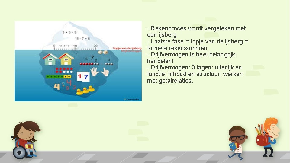 - Rekenproces wordt vergeleken met een ijsberg - Laatste fase = topje van de - Rekenproces wordt vergeleken met een ijsberg - Laatste fase = topje van de