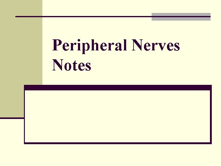 Peripheral Nerves Notes 