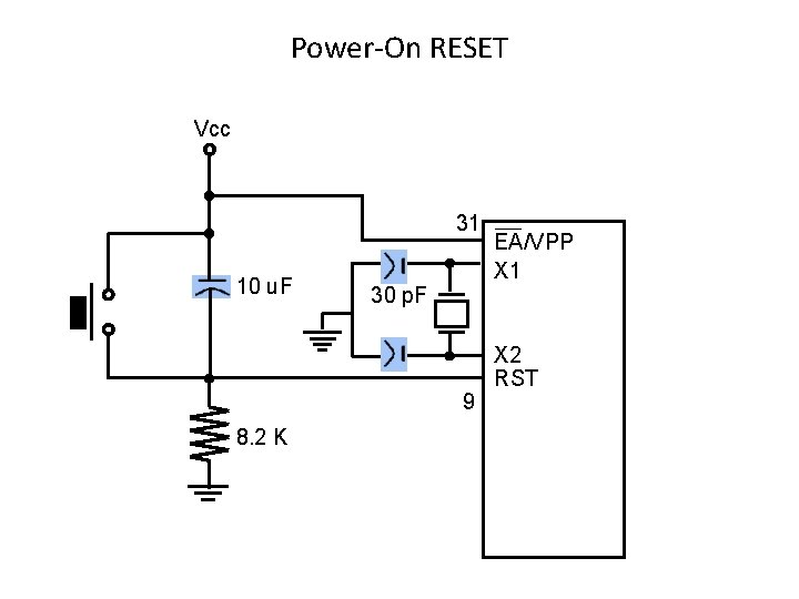 Power-On RESET Vcc 31 10 u. F 30 p. F 9 8. 2 K