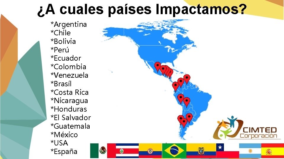 ¿A cuales países Impactamos? *Argentina *Chile *Bolivia *Perú *Ecuador *Colombia *Venezuela *Brasíl *Costa Rica