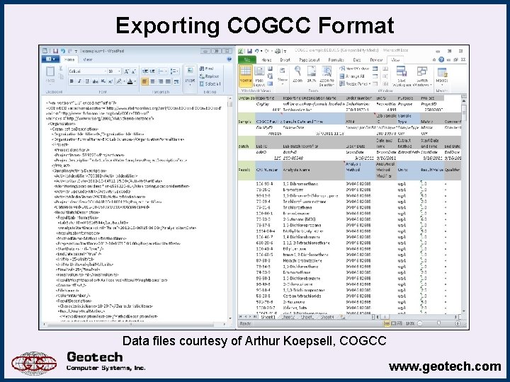 Exporting COGCC Format Data files courtesy of Arthur Koepsell, COGCC www. geotech. com 