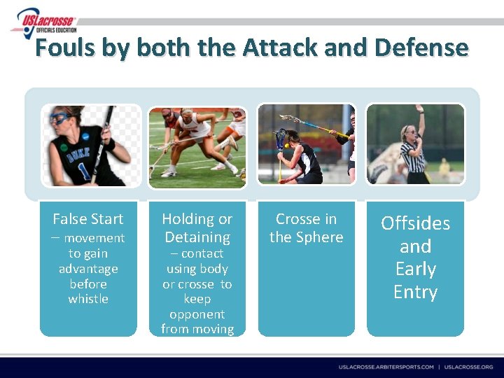 Fouls by both the Attack and Defense False Start – movement to gain advantage