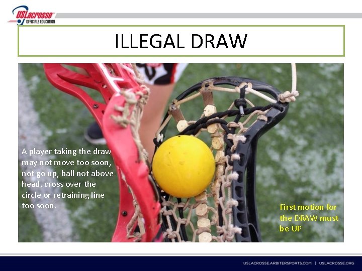 ILLEGAL DRAW A player taking the draw may not move too soon, not go