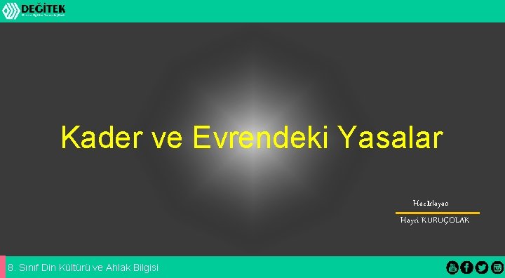 Kader ve Evrendeki Yasalar Hazırlayan Hayri KURUÇOLAK 8. Sınıf Din Kültürü ve Ahlak Bilgisi