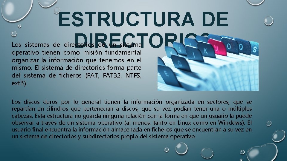 ESTRUCTURA DE DIRECTORIOS Los sistemas de directorios de un sistema operativo tienen como misión