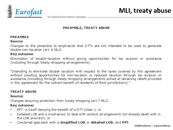 MLI, treaty abuse PREAMBLE, TREATY ABUSE PREAMBLE Source: Changes to the preamble to emphasize