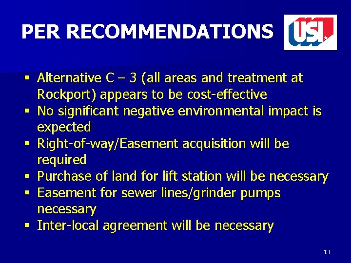 PER RECOMMENDATIONS § Alternative C – 3 (all areas and treatment at Rockport) appears