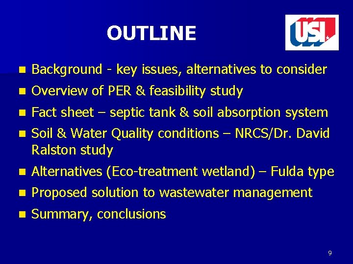OUTLINE n Background - key issues, alternatives to consider n Overview of PER &