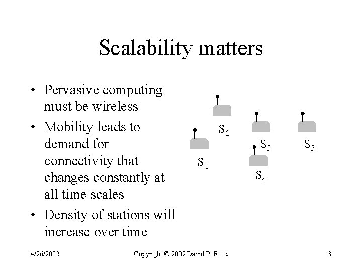 Scalability matters • Pervasive computing must be wireless • Mobility leads to demand for Scalability matters • Pervasive computing must be wireless • Mobility leads to demand for
