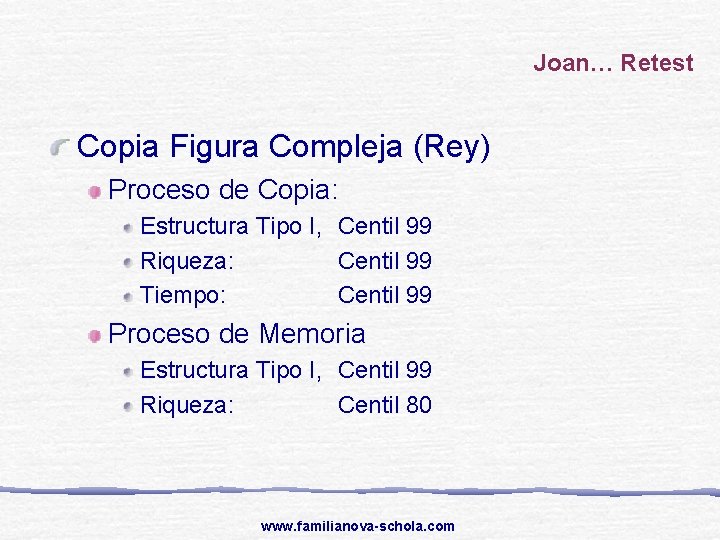 Joan… Retest Copia Figura Compleja (Rey) Proceso de Copia: Estructura Tipo I, Centil 99