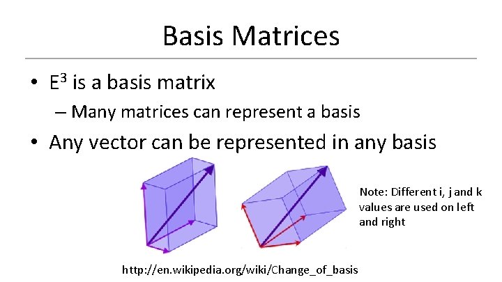 Basis Matrices • E 3 is a basis matrix – Many matrices can represent