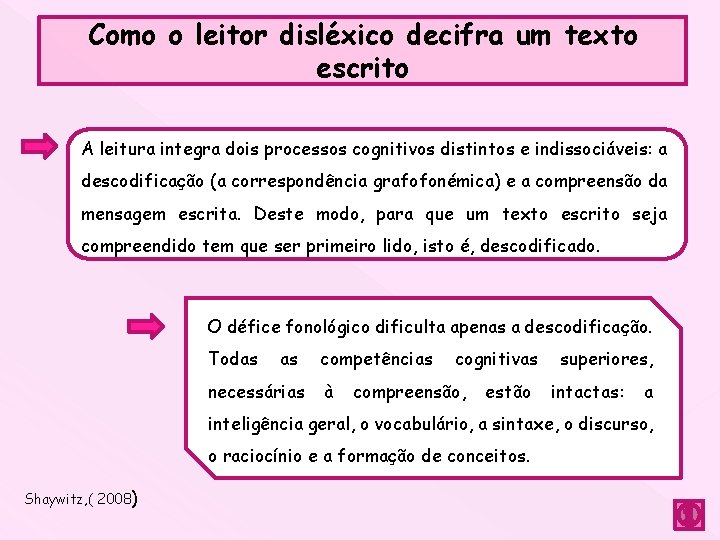 Como o leitor disléxico decifra um texto escrito A leitura integra dois processos cognitivos