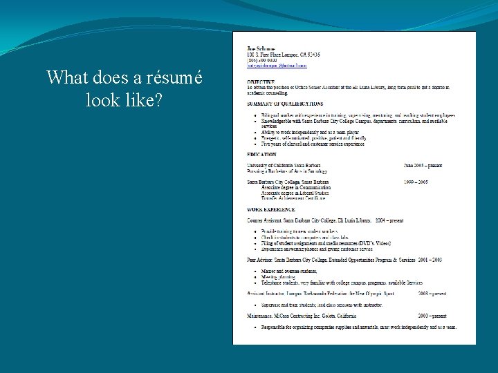 What does a résumé look like? 