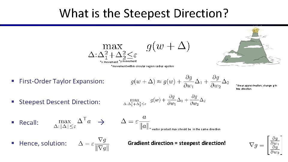 What is the Steepest Direction? *x movement *y movement *movement within circular region radius