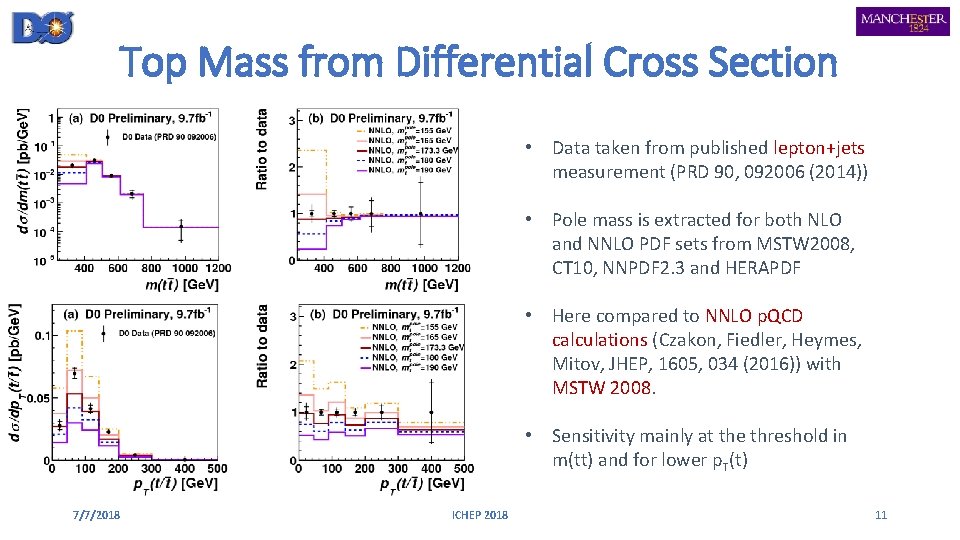 Top Mass from Differential Cross Section • Data taken from published lepton+jets measurement (PRD