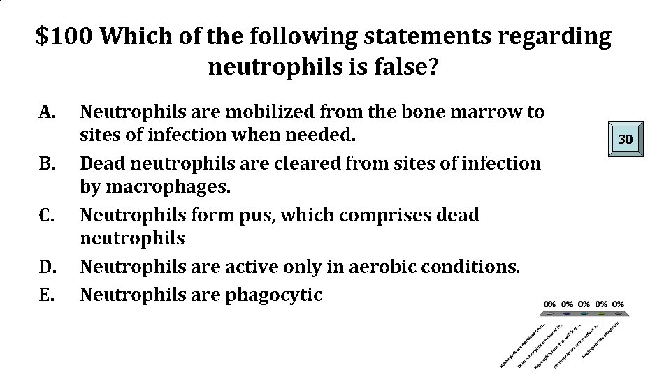 $100 Which of the following statements regarding neutrophils is false? A. B. C. D.
