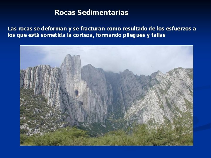 Rocas Sedimentarias Las rocas se deforman y se fracturan como resultado de los esfuerzos