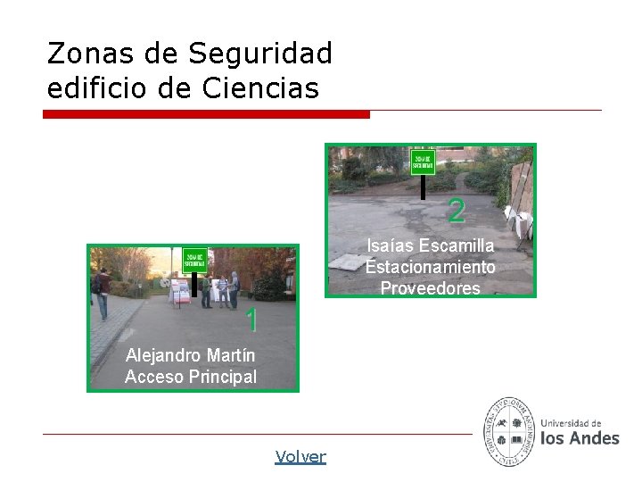 Zonas de Seguridad edificio de Ciencias 2 Isaías Escamilla Estacionamiento Proveedores 1 Alejandro Martín