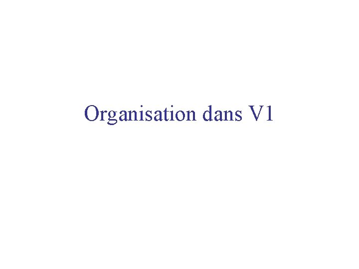 Organisation dans V 1 