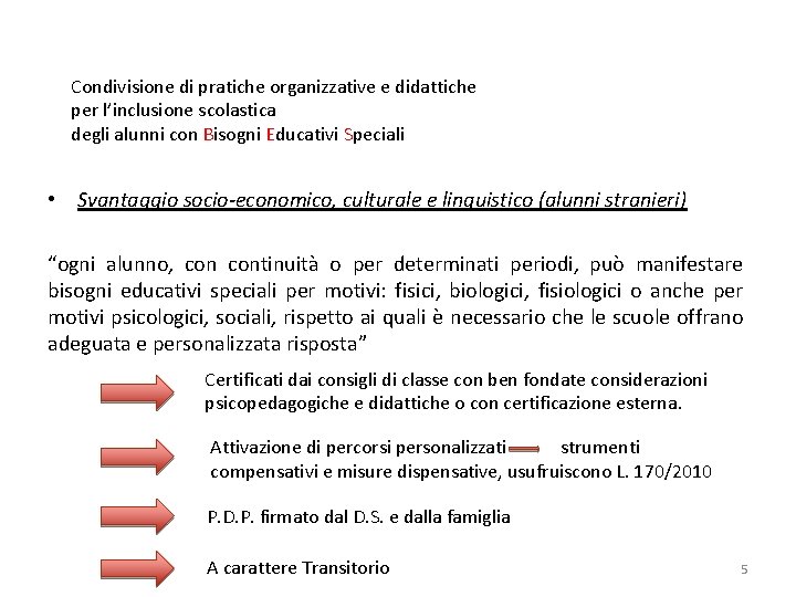 Condivisione di pratiche organizzative e didattiche per l’inclusione scolastica degli alunni con Bisogni Educativi