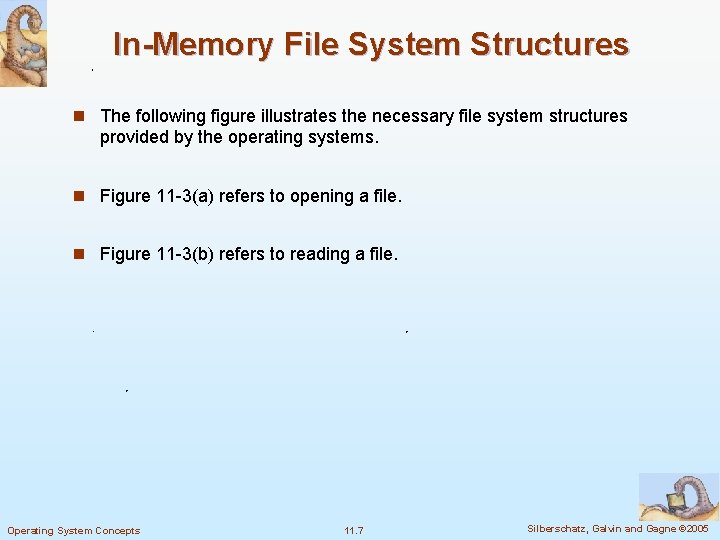 In-Memory File System Structures n The following figure illustrates the necessary file system structures