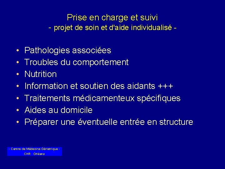 Prise en charge et suivi - projet de soin et d'aide individualisé - •