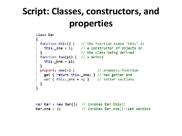 Script: Classes, constructors, and properties 