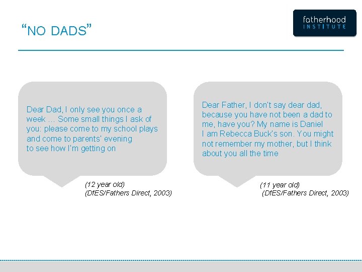 “NO DADS” Dear Dad, I only see you once a week … Some small