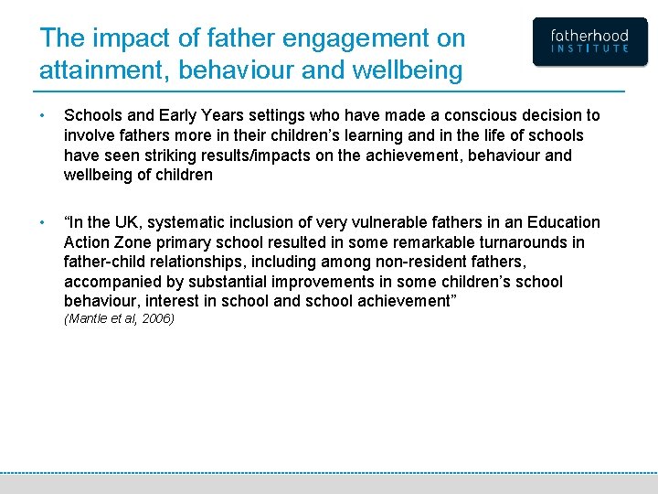 The impact of father engagement on attainment, behaviour and wellbeing • Schools and Early