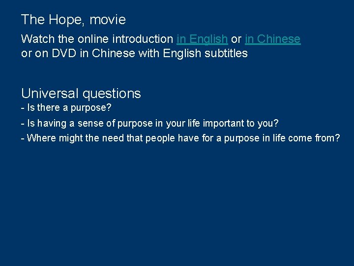 The Hope, movie Watch the online introduction in English or in Chinese or on