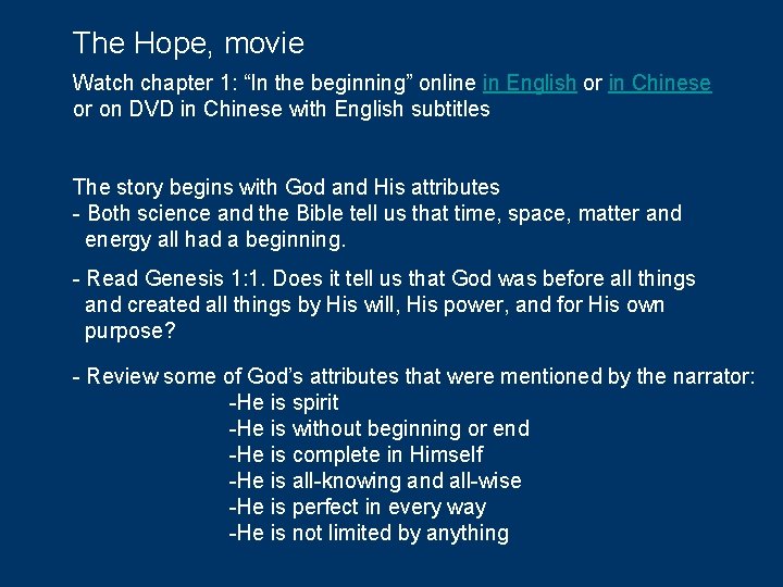 The Hope, movie Watch chapter 1: “In the beginning” online in English or in