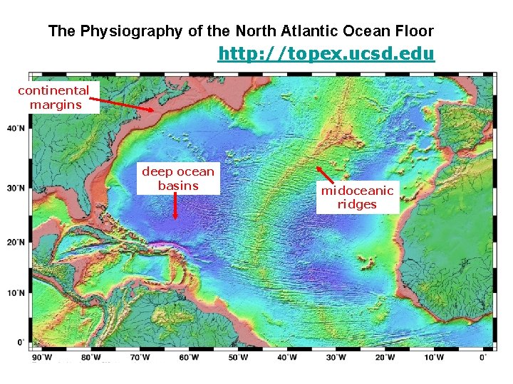The Physiography of the North Atlantic Ocean Floor http: //topex. ucsd. edu continental margins The Physiography of the North Atlantic Ocean Floor http: //topex. ucsd. edu continental margins