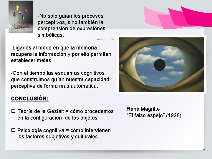 -No solo guían los procesos perceptivos, sino también la comprensión de expresiones simbólicas. -Ligados