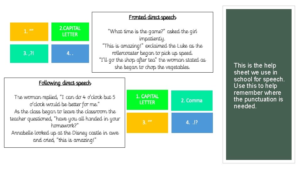 This is the help sheet we use in school for speech. Use this to This is the help sheet we use in school for speech. Use this to
