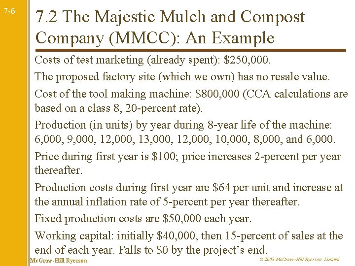 7 -6 7. 2 The Majestic Mulch and Compost Company (MMCC): An Example Costs