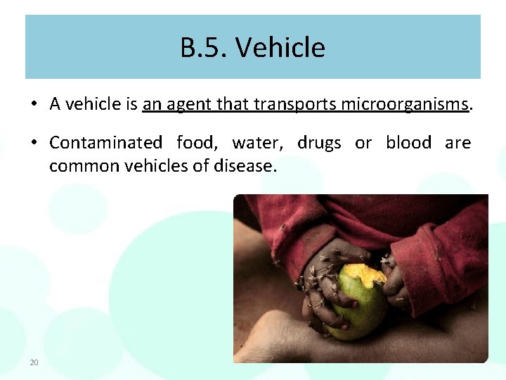 B. 5. Vehicle • A vehicle is an agent that transports microorganisms. • Contaminated