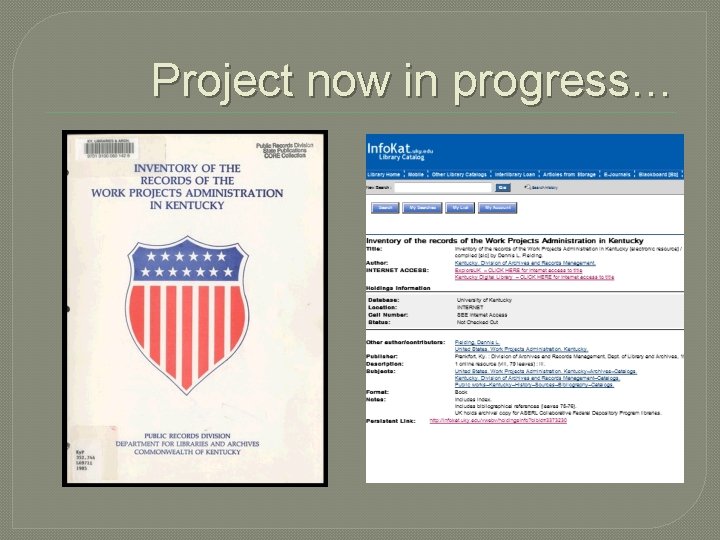 Project now in progress… 