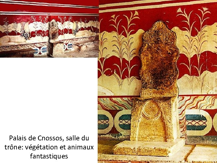 Palais de Cnossos, salle du trône: végétation et animaux fantastiques 