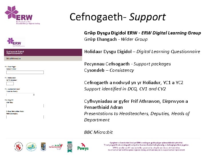 Cefnogaeth- Support Grŵp Dysgu Digidol ERW - ERW Digital Learning Group Grŵp Ehangach -