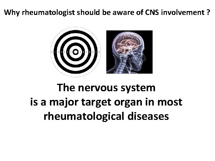 Why rheumatologist should be aware of CNS involvement ? The nervous system is a