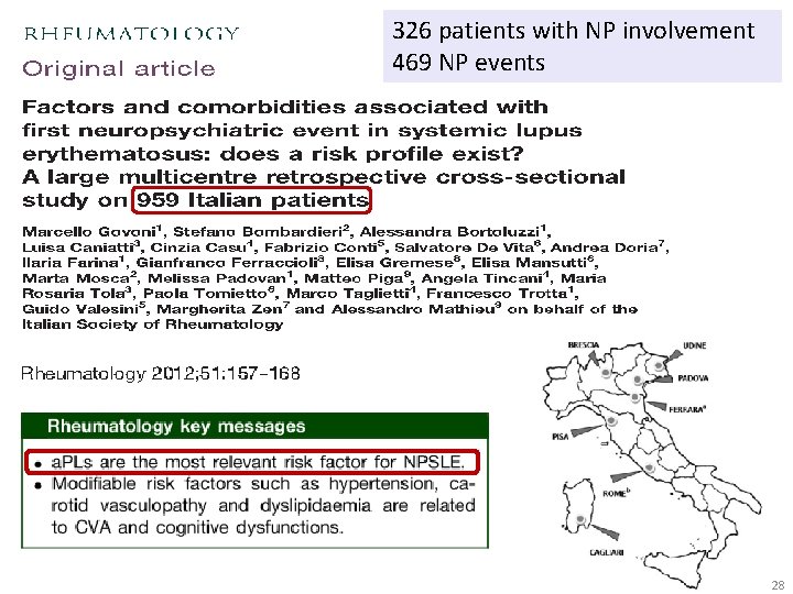 326 patients with NP involvement 469 NP events 28 