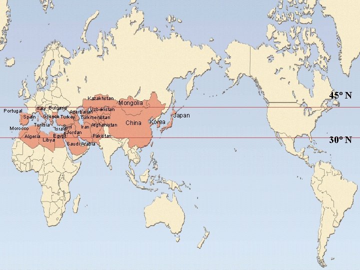 The geografical distribution of BD is distinctive: 45º N it is most prevalent along