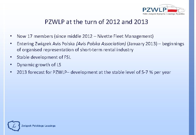 PZWLP at the turn of 2012 and 2013 • Now 17 members (since middle