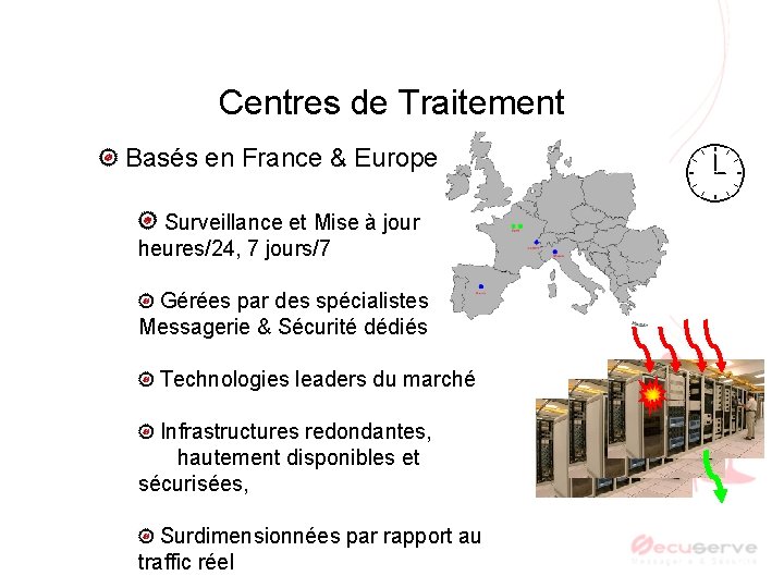Centres de Traitement Basés en France & Europe Surveillance et Mise à jour heures/24,