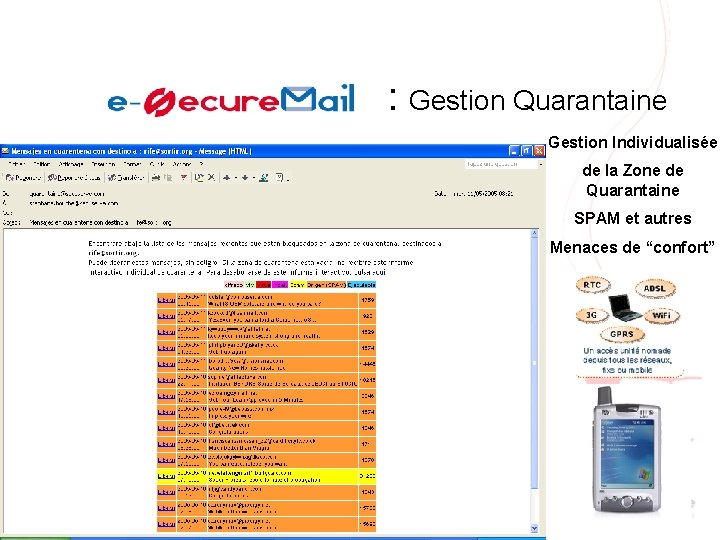 e-securemail : Gestion Quarantaine Gestion Individualisée de la Zone de Quarantaine SPAM et autres