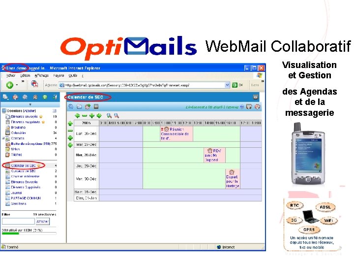 Web. Mail Collaboratif Visualisation et Gestion des Agendas et de la messagerie 