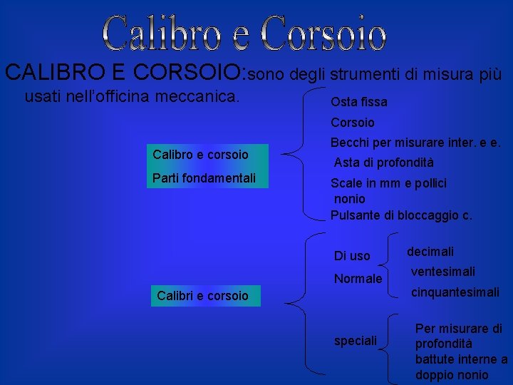CALIBRO E CORSOIO: sono degli strumenti di misura più usati nell’officina meccanica. Osta fissa