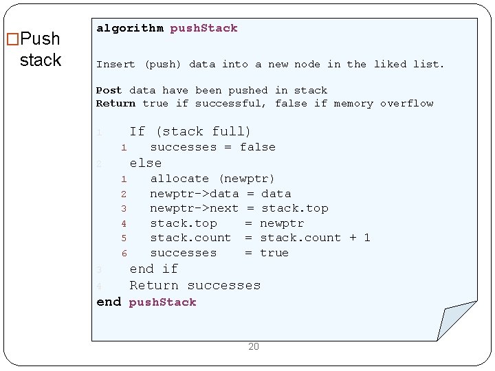 �Push stack algorithm push. Stack Insert (push) data into a new node in the