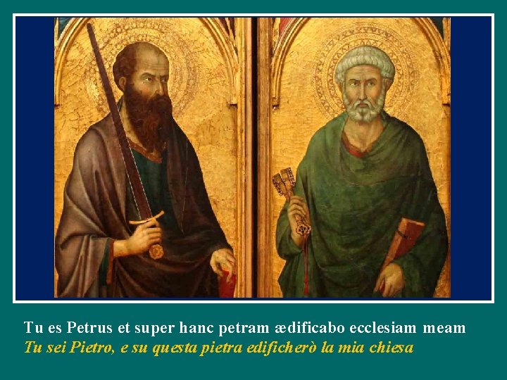 Tu es Petrus et super hanc petram ædificabo ecclesiam meam Tu sei Pietro, e