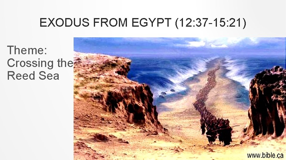 EXODUS FROM EGYPT (12: 37 -15: 21) Theme: Crossing the Reed Sea 